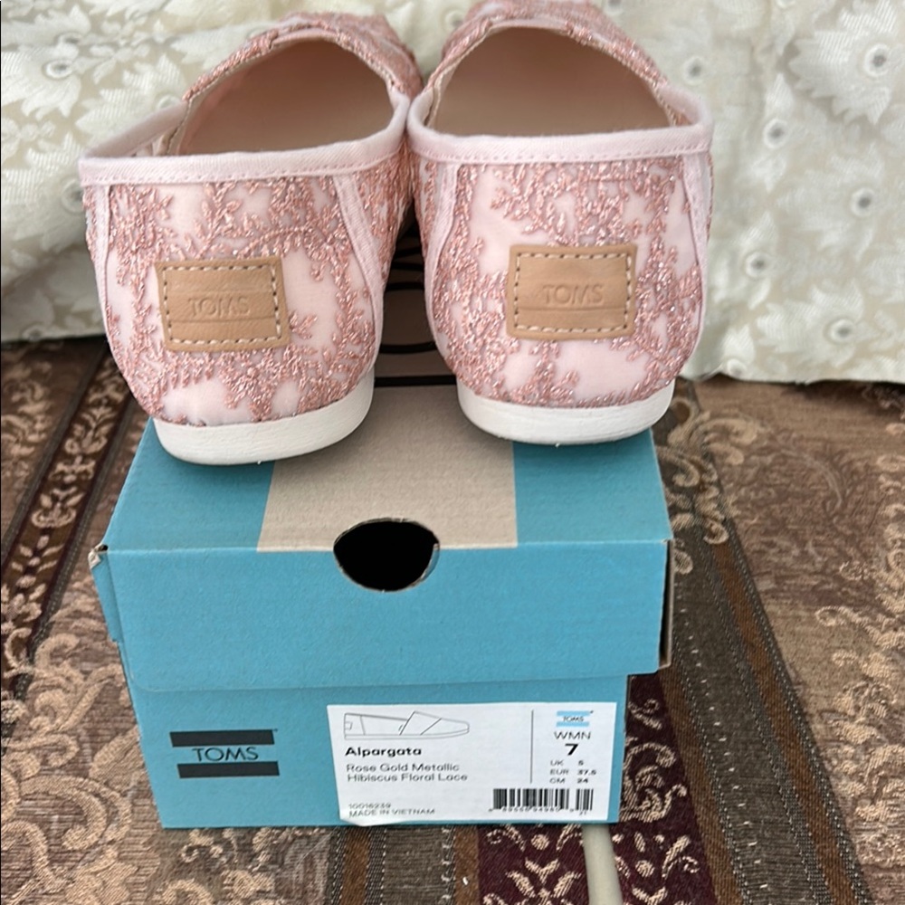 TOMS Blush Alpargata with Floral Lace